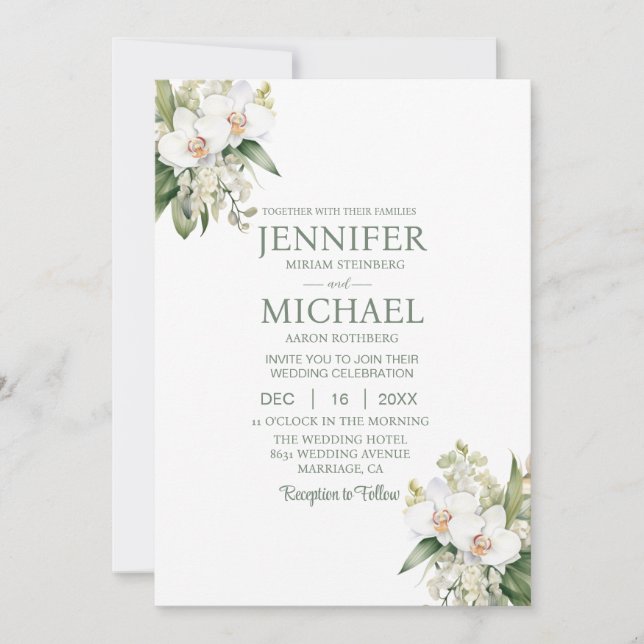 Cartes d'invitation de mariage Orchidées blanches  (Devant)