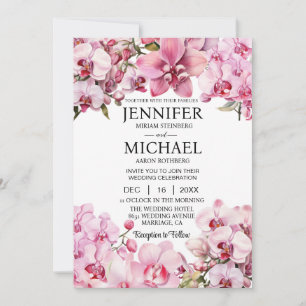 Cartes d'invitation de mariage Orchidées roses Tou