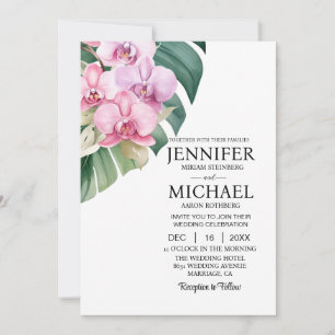 Cartes d'invitation de mariage Orchidées roses Tou