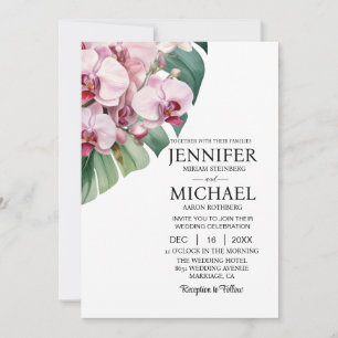 Cartes d'invitation de mariage Orchidées roses tou