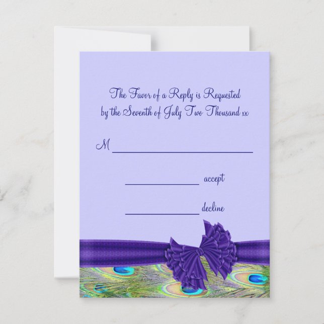 Cartes d'invitation de mariage Paon Violet (Devant)
