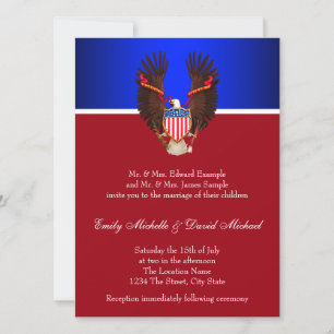 Cartes d'invitation de mariage patriotiques rouge,