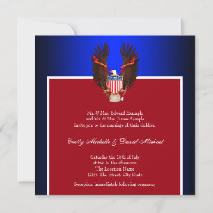 Cartes d'invitation de mariage patriotiques rouge,