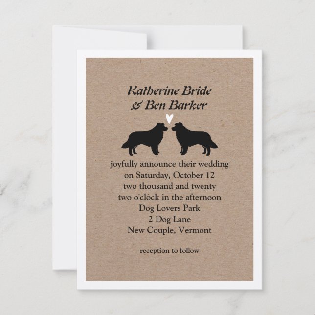 Cartes d'invitation de mariage pour Border Collies (Devant)