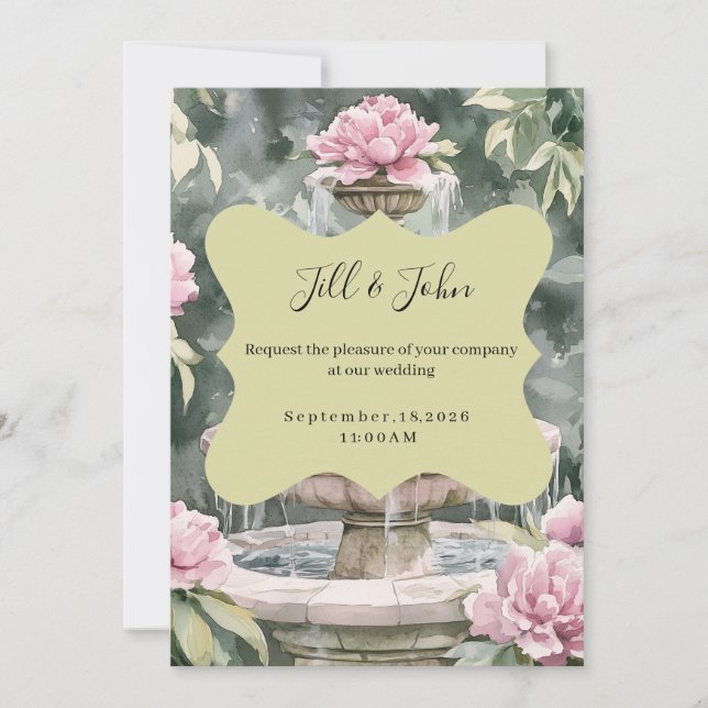 Cartes d'invitation de mariage pour fontaine de ja (Devant)