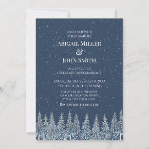 Cartes d'invitation de mariage pour forêt hivernal