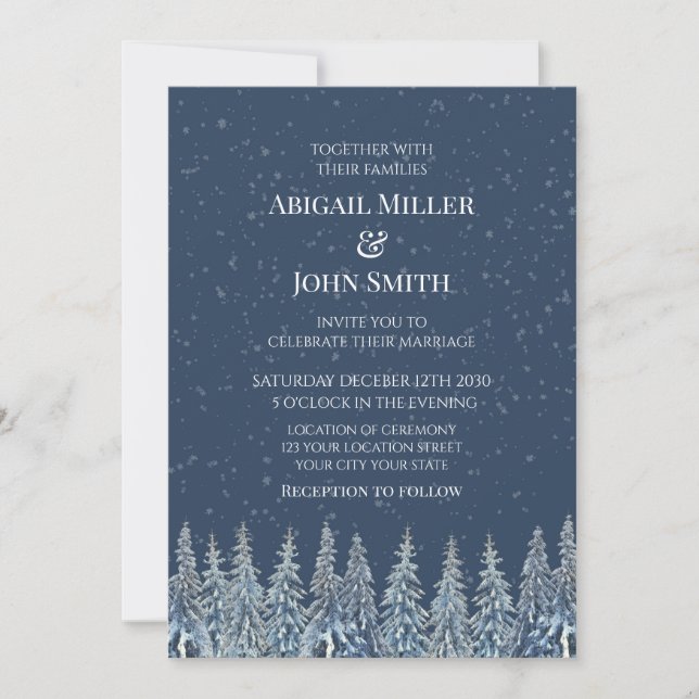 Cartes d'invitation de mariage pour forêt hivernal (Devant)