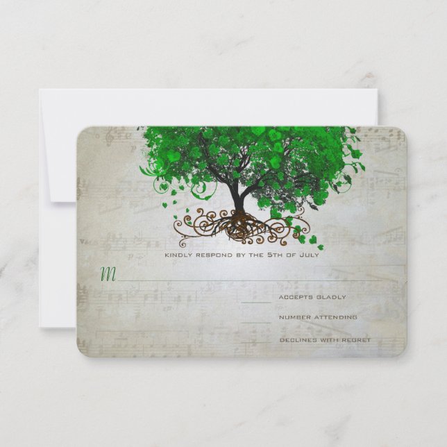 Cartes d'invitation de mariage pour l'arbre à feui (Devant)