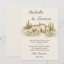 Cartes d'invitation de mariage pour une villa tosc