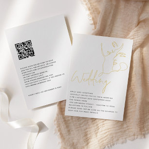 Cartes d'invitation de mariage QR véritables feuil