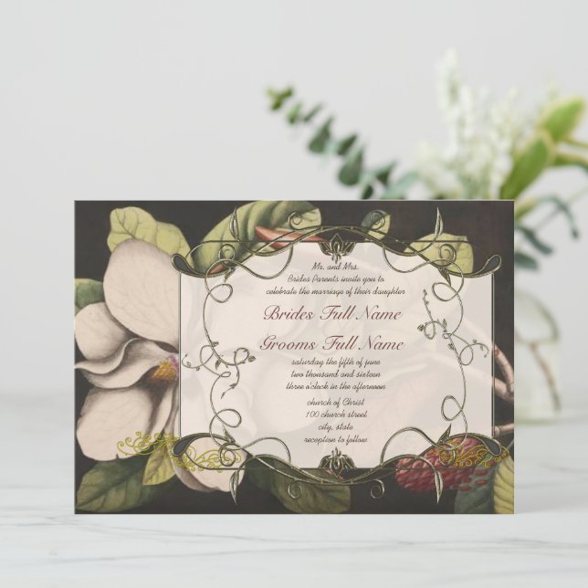 Cartes d'invitation de mariage romantique au magno (Debout devant)