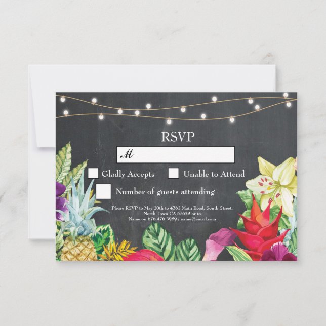Cartes d'invitation de mariage RSVP Aloha Tropical (Devant)