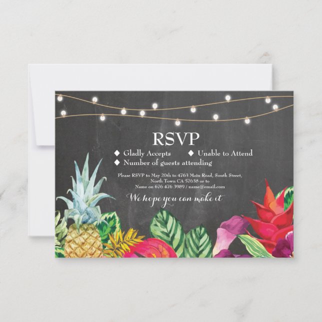 Cartes d'invitation de mariage RSVP Aloha Tropical (Devant)