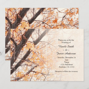 Cartes d'invitation de mariage rustique avec feuil