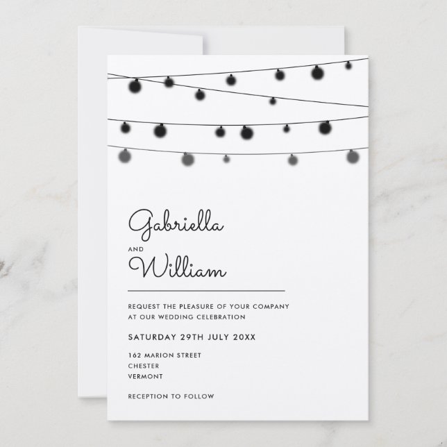 Cartes d'invitation de mariage rustique avec guirl (Devant)