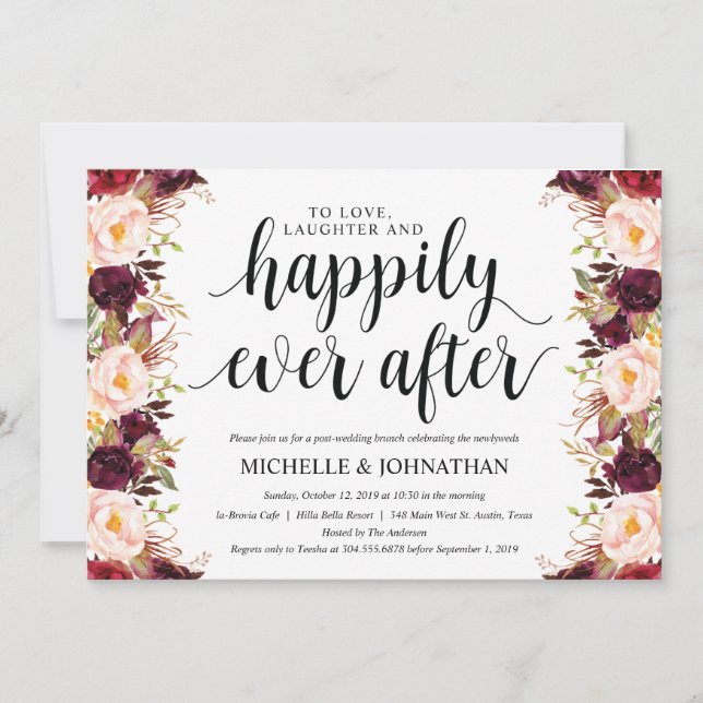 Cartes d'invitation de mariage rustique bordeaux a (Devant)