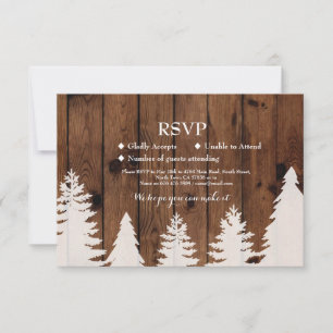 Cartes d'invitation de mariage rustique en bois hi