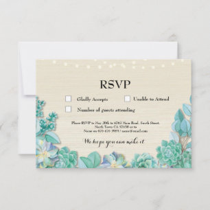 Cartes d'invitation de mariage rustique Menthe Suc