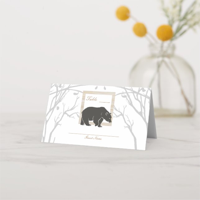 Cartes d'invitation de mariage Rustique Ours & Boi (Dos)