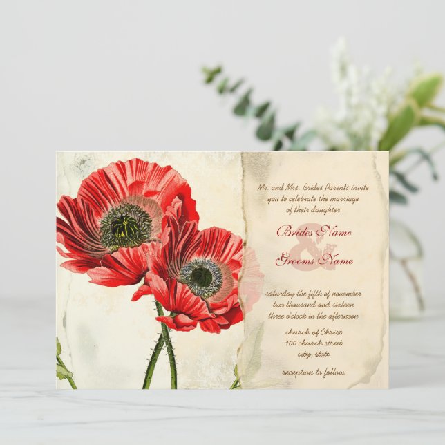Cartes d'invitation de mariage Rustique Romantique (Debout devant)