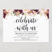 Cartes d'invitation de mariage rustiques bordeaux