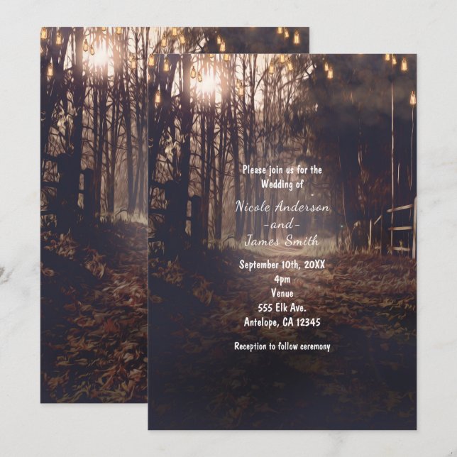 Cartes d'invitation de mariage rustiques de route  (Devant / Derrière)