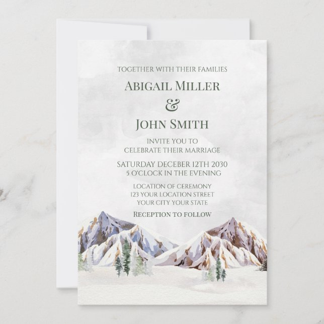 Cartes d'invitation de mariage rustiques en forêt  (Devant)