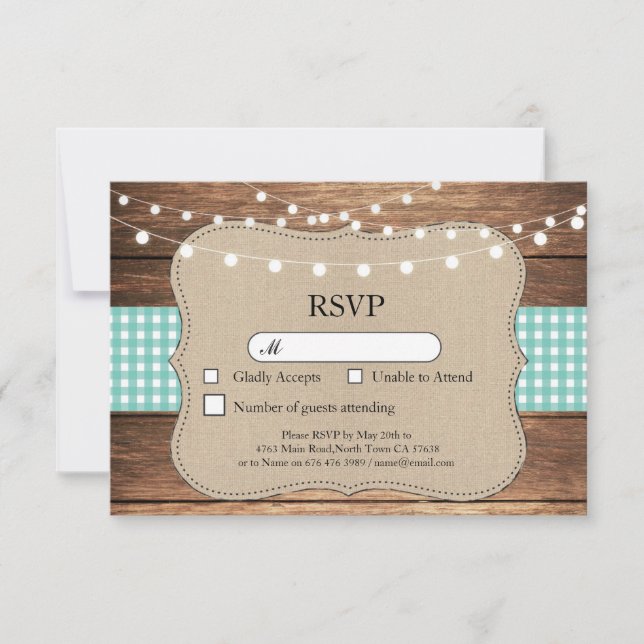 Cartes d'invitation de mariage sarcelle à vérifier (Devant)