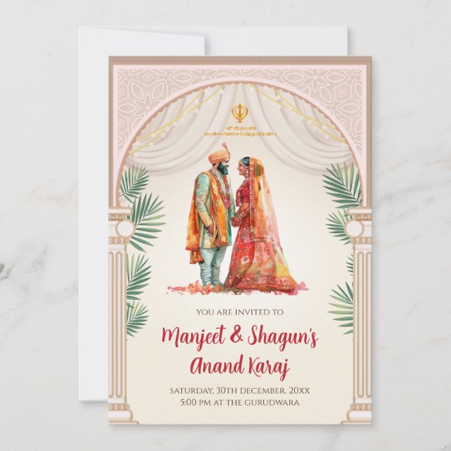 Cartes d'invitation de mariage Sikh Invitations nu (Devant)