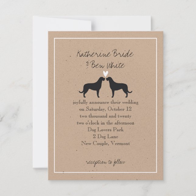 Cartes d'invitation de mariage silhouettes de lévr (Devant)