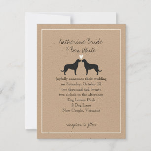 Cartes d'invitation de mariage silhouettes de lévr