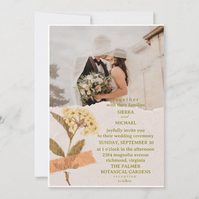 Cartes d'invitation de mariage simples qui exprime (Devant)