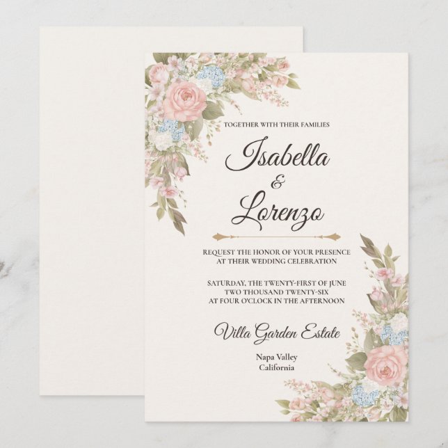 Cartes d'invitation de mariage Suite Romance de Ja (Devant / Derrière)