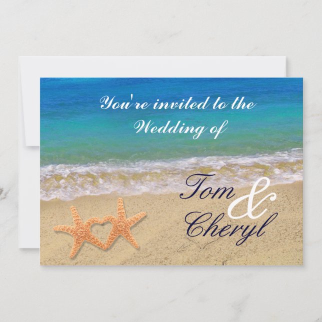 Cartes d'invitation de mariage sur la plage océani (Devant)