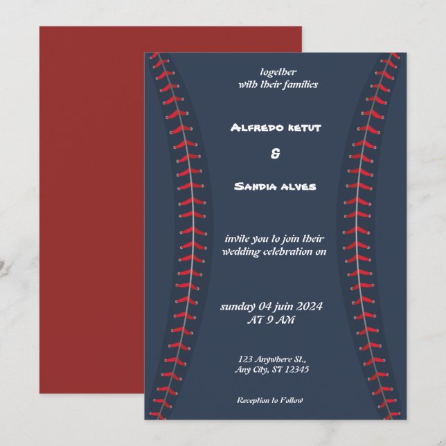 Cartes d'invitation de mariage sur le thème du bas (Devant / Derrière)