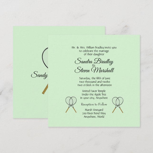 Cartes d'invitation de mariage sur le thème du ten (Devant / Derrière)