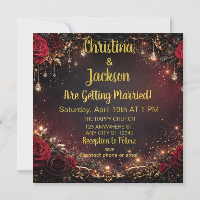 Cartes d'invitation de mariage sur mesure gothique (Devant)