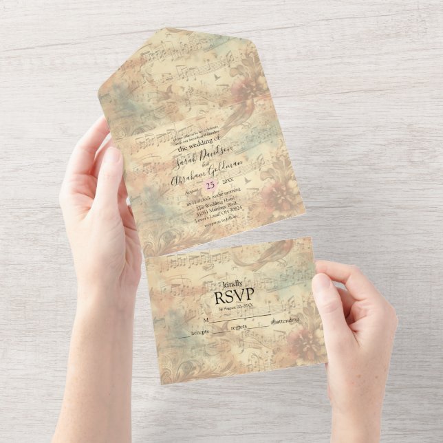 Cartes d'invitation de mariage tout-en-un Notes de (Déchirure)