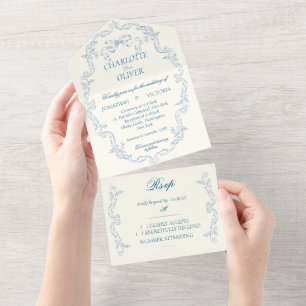 Cartes d'invitation de mariage tout-en-un toile de