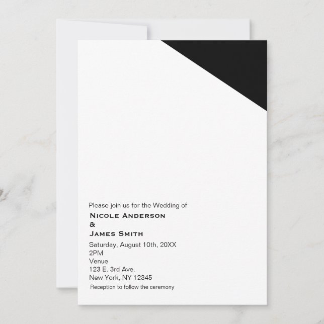 Cartes d'invitation de mariage triangulaires éléga (Devant)