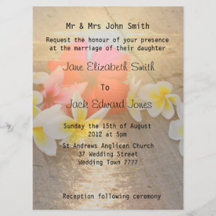 Cartes d'invitation de mariage tropical sur la pla