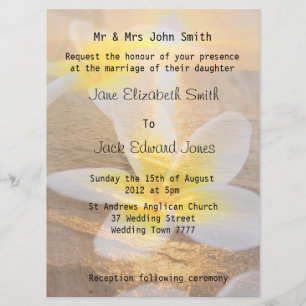 Cartes d'invitation de mariage tropical sur la pla
