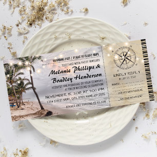 Cartes d'invitation de mariage tropical vintage av