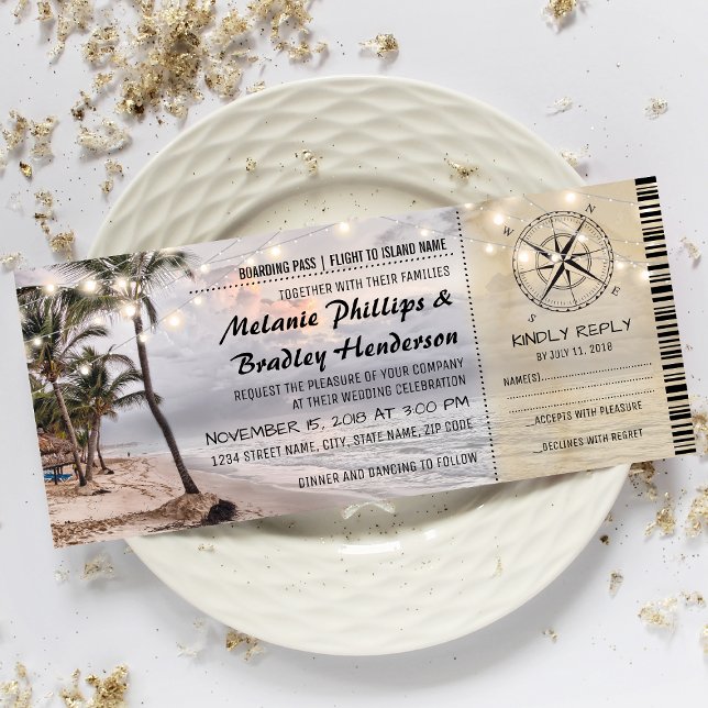 Cartes d'invitation de mariage tropical vintage av (Créateur téléchargé)