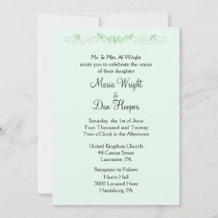 Cartes d'invitation de mariage vert menthe