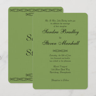 Cartes d'invitation de mariage vertes asperge simp