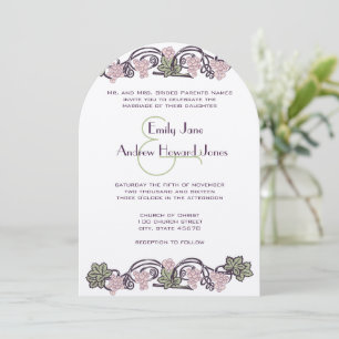 Cartes d'invitation de mariage Vignoble Rose Vinta