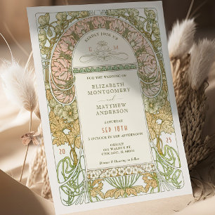 Cartes d'invitation de mariage vintage Art Nouveau
