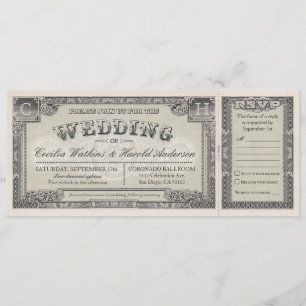 Cartes d'invitation de mariage vintage avec cartes