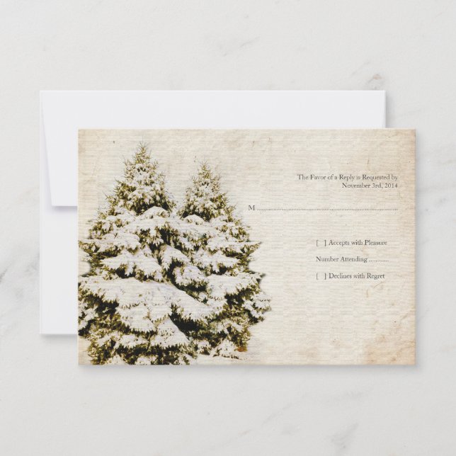 Cartes d'invitation de mariage vintage Evergreens  (Devant)